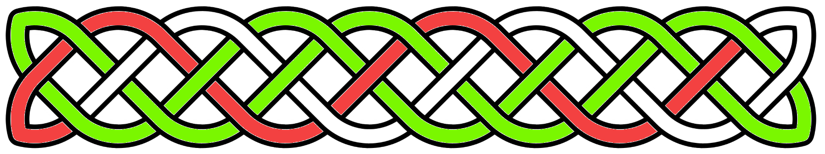 Beltane banner: Celtic knotwork in green, red and white