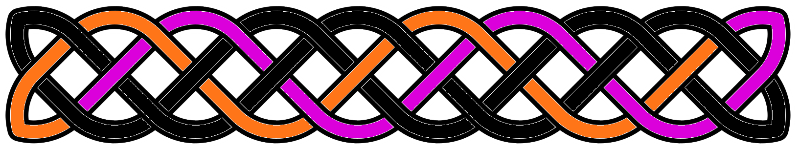 Samhain banner: Celtic knotwork in black, orange and magenta